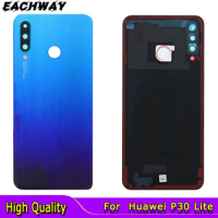 New Back Glass For Huawei P30 Lite Battery Cover Rear Door Housing Case +Camera Lens Huawei Nova 4e P30 Lite Battery Cover