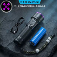 紫光燈大功率鑒定專用手電筒瓷器驗鈔防偽UV黑鏡365nm固化燈