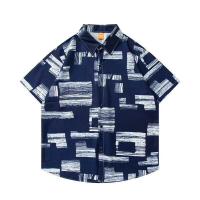 New Ice Silk Hawaiian Couple's High-end Casual Loose Short-sleeved Shirt Sanya Beach Couple's Top