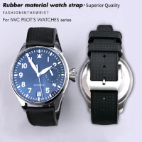New Rubber Watchband for IWC Big PILOT Portugal PORTOFINO Black Blue Silicone Sports Waterproof Watch Strap