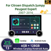 11.8 Inch 2K QLED Carplay Autoradio Car Multimedia Radio Android Stereo Head Unit for Citroen Dispatch Peugeot Expert 2007-2016