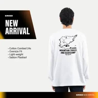 Erigo T-Shirt Long Sleeve Oversize Messy White - Kaos Lengan Panjang Unisex L