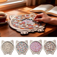 135-Piece Cat Shaped Wooden Jigsaw Puzzle Early Educational Toy For Gift J7D5