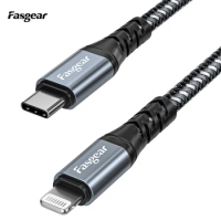 Fasgear 30W USB C to Lightning Cable MFi iPhone Fast Charger Cable for iPhone 13 mini Pro Max PD Cable for MacBook iPad Pro 30w