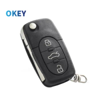 Okey Remote Car Key Shell Relpacement Case For Audi A2 A3 A4 A6 A8 TT Quattro Old Models CR1620/CR1616 2/3/4 Button Flip