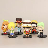 6pcs/set Anime One Piece Luffy Zoro Sanji Nami Sabo Law PVC Action Figure Statue Model Figurine Kids Toys Doll Gifts