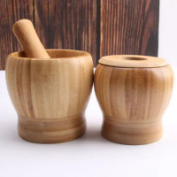 Mill Wooden Mortar And Pestle Set Garlic Pot Grinding Bowl Kitchen Tools &amp; Gadgets Herb Crusher