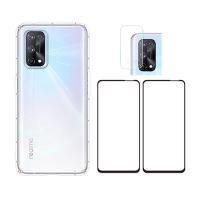 RedMoon realme X7 Pro 手機殼貼4件組 空壓殼-9H玻璃保貼2入+厚版鏡頭貼