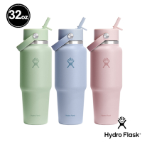Hydro Flask 32oz/946ml 寬口 提環 吸管 隨行杯 保溫瓶 蘆薈綠 海波藍 櫻花粉
