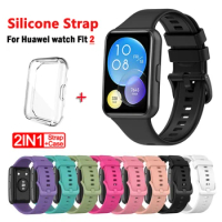Silicone Watch Strap+ Screen Protector Case For Huawei Watch Fit 2 ,Replacement Cover+Band For Huawei Watch Fit 2 Accessories