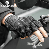 ROCKBROS รถจักรยานยนต์มือถุงมือ3D ปกป้องครึ่งนิ้วถุงมือขี่จักรยานสำหรับผู้ชายหนัง PU Rockbros ถุงมือสำหรับรถจักรยานยนต์ระบายอากาศขี่ Gear822