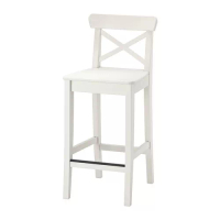INGOLF 吧台椅附靠背, 白色, 適用檯面90公分高