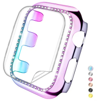 for apple watch case series 6 5 4 3 se 40mm 44mm Bling Crystal Diamonds cases with soft screen protector for iwatch 38mm 42mm