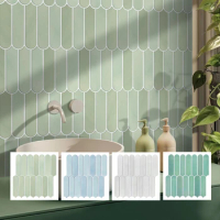 10pcs 3D Self-adhesive Wall Tiles, Fish Scale Tile Backsplash Peel and Stick, Mold Resistant Bathroom Tile Stickers, 30cm x 30cm