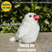 White Java Sparrow High Fidelity Finch Plushie Java Rice Bird Plush Toy Lifelike Stuffed Animals Simulation Toy For Kids