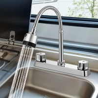 Hot and cold water faucet for cars, 360-degree rotating nozzle, 5-inch size with dual ports, suitabl