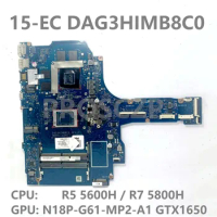 DAG3HIMB8C0 M43252-601 M43253-601 With R5 5600H / R7 5800H CPU For HP 15-EC Laptop Motherboard N18P-G61-MP2-A1 GTX1650 100% Test