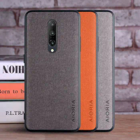 Textile Leather Case for Oneplus 7 Pro soft TPU with back hard PC material camera protection design cover