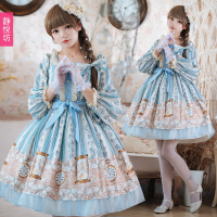 Nguyên Bản Ký Ức Thời Gian Lolita Trang Phục Tây OP Váy Liền Tay Dài Loli Lolita Lá Sen Cô Gái Mềm