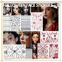 Halloween Stiker Manik 3D Wajah, Rambut, Nail Diamond Red and Black Face Stickers Accessories cewek 
