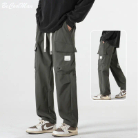 BeCoolMan Men's cargo pants, seluar cargo lelaki, Jacket pants, casual and versatile