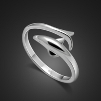日韓可愛海豚戒指女時尚S925銀個性輕奢小眾設計指環開口簡約戒指