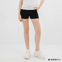 【Hang Ten】女裝-恆溫多功能-REGULAR FIT標準鳥眼吸排紗涼感抗菌除臭運動短褲-黑