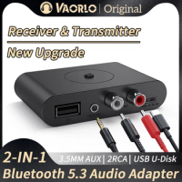 2 IN 1 Bluetooth 5.3 Transmitter Receiver 3.5mm AUX RCA USB U-Disk Stereo Music Wireless Audio Adapter For TV PC Car Kit Speaker