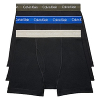Calvin Klein 男彈力四角內褲3件裝(黑/彩色腰帶)