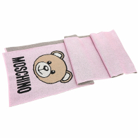MOSCHINO 銀蔥泰迪熊針織披肩 圍巾(粉色)