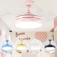 Modern Ceiling Fans Light Invisible Ceiling Fan with Remote Control 36 inch 42 inch Nordic Macaron Bedroom Ceiling Fan Light