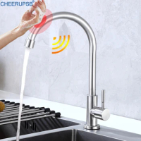 Touch Faucet Kitchen Smart Sensor Automatic Tap Sink Hot Cold Water Mixer Grifo SUS304 Stainless Steel Brush Kraan Deck Mounted