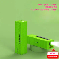 100000MAH 12V 5V 66W Lithium USB Type-C PD 20W VOOC Battery Outdoor Portable Big-capacity Power Bank