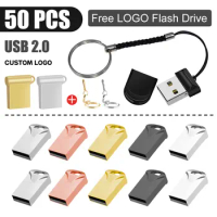 50pcs/lot Mini USB Flash Drive Pen Drive 64GB 32GB 16GB 8GB 4GB Thumbdrive Pendrive USB 2.0 Memory Stick cle usb free logo