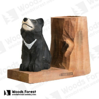 【台灣黑熊】 木雕動物筆筒