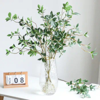 113cm Long Branch Artificial Flowers Plants Luxury Ficus Tree Branch Fake Green Plants Room Home Wedding Decoration Photo Props