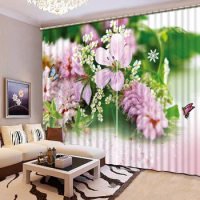 jalousie window print painting Living room bedroom decoration wedding Flower butterfly customize window curtains
