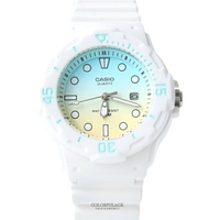 CASIO卡西歐 黃綠雙色漸層休閒運動腕錶 清爽有型手錶 膠錶 柒彩年代【NEC41】
