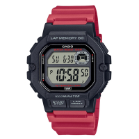 CASIO 訓練有感跑步記憶功能LED照明運動休閒錶-紅X黑框(WS-1400H-4A)/44.5mm / 考試錶