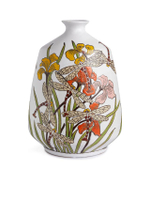 แจกันคอเว้า ลวดลายแมลงปอ CRM 28X19.5X38 ซม. สีขาว