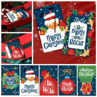 50PCS Package Insert Merry Christmas Cards Gift 5.4*9cm Xmas Tree Greeting Postcard Ornament Gift Box Note Card Christmas