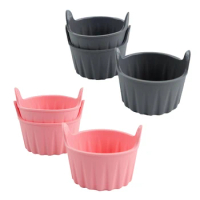 6 Piece Silicone Air Fryer Egg Mold Silicone Egg Bite Mold Pink &amp; Gray Muffin Liner Poached Egg Cups For Microwave