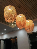 異麗創意竹編吊燈中式禪意編織燈具茶室餐廳民宿藝術造型藤編燈罩