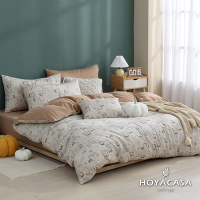 HOYACASA 100%精梳棉單人兩用被四件式床包組-奧德里奇(天絲入棉30%)