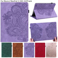 Tablet Case for Huawei MatePad 11 10.95 Cute 3D Flower Embossed PU Leather Soft TPU Back for Funda Huawei MatePad 11 Cover Case
