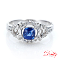 【DOLLY】18K金 無燒斯里蘭卡失車菊蘭藍寶石鑽石戒指
