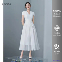 LAVIEM - Váy tơ thiết kế dáng dài cổ V tay ngắn - Wendy Dress (kèm belt)