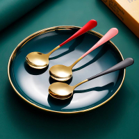 304不銹鋼勺子家用精致網紅創意小圓勺餐勺兒童吃飯勺西瓜勺調羹