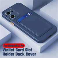 Liquid Silicone Case For Xiaomi Mi 13T Pro 12T 11T Pro Soft Coque For Mi 13 Lite 11 Lite 4G 5G NE Holder Wallet Card Phone Cover