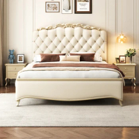 Shelves Modern White Double Bed High End Villa Safe Luxury Bed Frame Queen Design Platform Wood Letto Matrimoniale Furniture